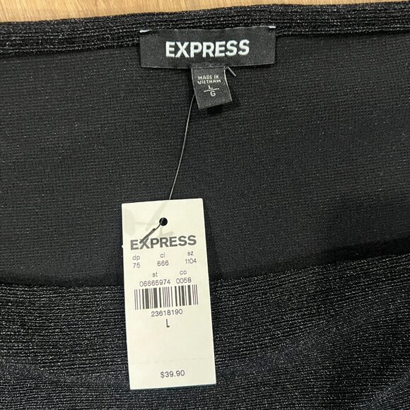 NWT Express Solid Back Square Neck Puff Sleeve Long Sleeve Top Size Large - Picture 4 of 5